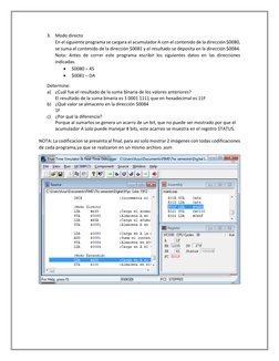 3. Modo directo 
En el siguiente programa se cargara el acumulador A con el contenido de la dirección $0080, 
se suma el cont