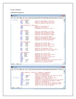 Practica 2 Reporte 
Codificación programas  
 
 
