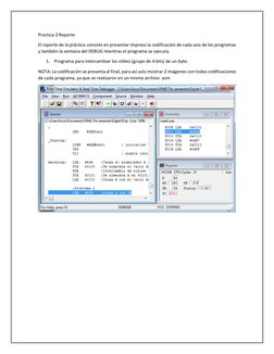 Practica 3 Reporte 
El reporte de la práctica consiste en presentar impresa la codificación de cada uno de los programas 
y t