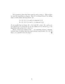 4. It remains to show that there must be such a vertex xi. This is where
we need the hypothesis on degrees. Since ¯G is obtai