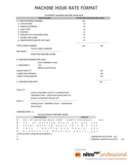 Methods For Calculating Machine Rate Machine Hour Rate Calculation Format | PDF | Technology & Engineering