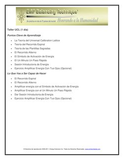 © Derechos de reproducción 2005-2011. Energy Extension Inc. Todos los Derechos Reservados. www.emfworldwide.com 
 
Taller