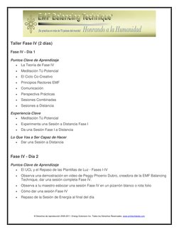© Derechos de reproducción 2005-2011. Energy Extension Inc. Todos los Derechos Reservados. www.emfworldwide.com 
 
Taller
