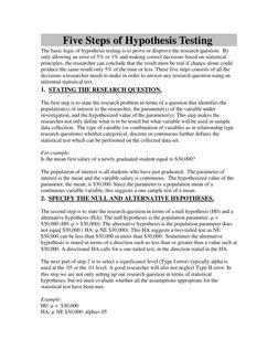 Five Steps of Hypothesis Testing  
The basic logic of hypothesis testing is to prove or disprove the research question.  By