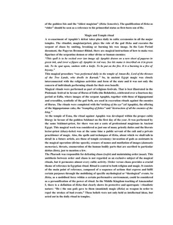 of the goddess Isis and the “eldest magician” (Heka Semeshw). The qualification of Heka as
 
 
 
 
 
 
 
 
 
 
 
 
 
 
 
“eld