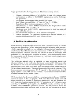8 
 
Target specifications for other key parameters of the reference design include: 
 
- 
Efficiency: Minimum efficiency o