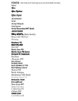 Comprehensive Font Name List | PDF