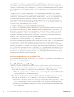 4             GET YOUR INTERNAL AUDIT RISK ASSESSMENT RIGHT THIS YEAR
FEBRUARY 2014 
As the COSO Internal Control – Integrate