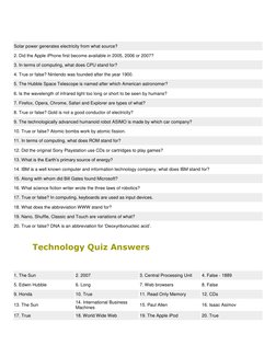 Tech Classes Questions Technology Quiz Questions & Answers | PDF | Games & Activities