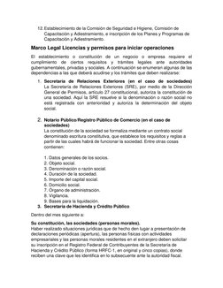 12. Establecimiento de la Comisión de Seguridad e Higiene, Comisión de 
Capacitación y Adiestramiento, e inscripción de los P