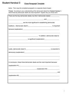 below.  Then copy the completed paragraph on a separate sheet of paper. 
 
 
Prompt:  According to your understanding of the