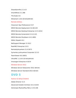 ShareAlarmPro 2.1.4.0
SmartWhois 5.1.268
The Dude 3.6
Wireshark 1.8.6 (32-bit)|(64-bit)
Remote Utilities
Classroom Spy Profes