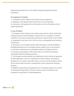  
 
 
 
 
 
bargaining agreement occur, the collective bargaining agreement takes 
precedence. 
 
B. Assignment of Vehicle 
1