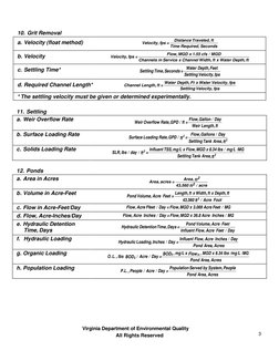 Virginia Department of Environmental Quality 
All Rights Reserved 
 
3 
 
 
 
10. Grit Removal 
 
 
 
a. Velocity (float meth