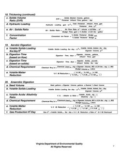 Virginia Department of Environmental Quality 
All Rights Reserved 
 
7 
 
 
 
 
18. Thickening (continued) 
c. Solids Volume