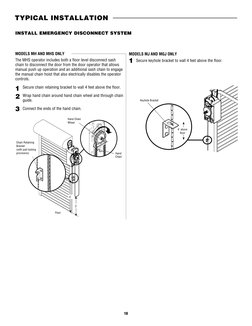 10
TYPICAL INSTALLATION
INSTALL EMERGENCY DISCONNECT SYSTEM
Floor
2'
4' above
floor
Wrap hand chain around hand chain wheel