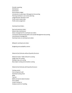 Periodic reposting
Distribution
Assessment
Reconciliation ledger
Introduction to planning in Management Accounting
Planning m