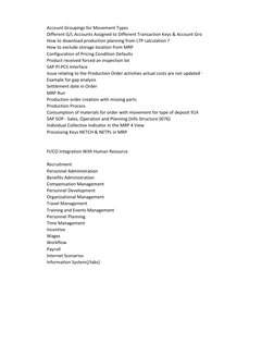 Account Groupings for Movement Types
Different G/L Accounts Assigned to Different Transaction Keys & Account Group in  How to