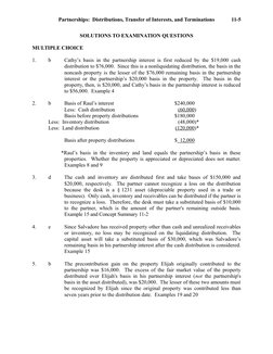 Partnerships:  Distributions, Transfer of Interests, and Terminations
11-5
SOLUTIONS TO EXAMINATION QUESTIONS
MULTIPLE CHOICE