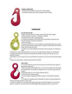 MODELO PORTLAND 
*Carga límite de trabajo en pares de 5 a 10 toneladas 
*La carga de ruptura es 4 veces la carga límite de tr