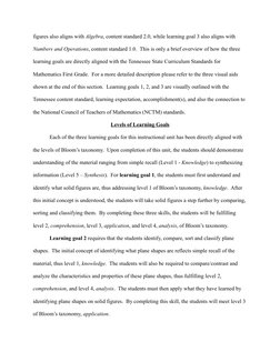 figures also aligns with Algebra, content standard 2.0, while learning goal 3 also aligns with 
Numbers and Operations, conte