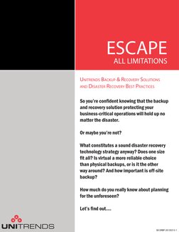 SB-DRBP-20130313-1
Strong Data Protection for Microsoft Server 2012: 
Unitrends Enterprise Backup™ 
ESCAPE
ALL LIMITATIONS
Un