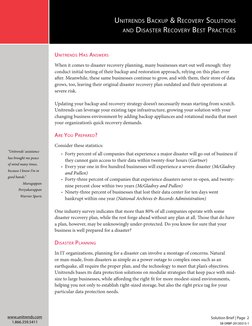 Solution Brief | Page  2
Unitrends Backup & Recovery Solutions 
and Disaster Recovery Best Practices
www.unitrends.com
1.866.
