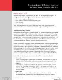 Solution Brief | Page  5
Unitrends Backup & Recovery Solutions 
and Disaster Recovery Best Practices
www.unitrends.com
1.866.