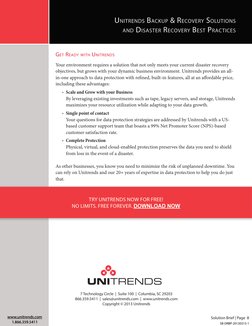 Solution Brief | Page  8
Unitrends Backup & Recovery Solutions 
and Disaster Recovery Best Practices
www.unitrends.com
1.866.