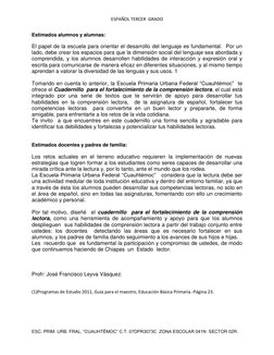ESPAÑOL TERCER  GRADO 
 
ESC. PRIM. URB. FRAL. “CUAUHTÉMOC” C.T. 07DPR3073C  ZONA ESCOLAR 041NI SECTOR 02R. 
Mhttp://francisc