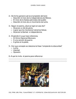 ESPAÑOL TERCER  GRADO 
 
ESC. PRIM. URB. FRAL. “CUAUHTÉMOC” C.T. 07DPR3073C  ZONA ESCOLAR 041NI SECTOR 02R. 
Mhttp://francisc