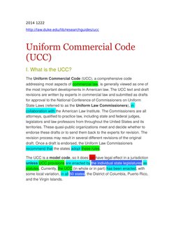 Uniform Commercial Code Visualization Uniform Commercial Code Ucc