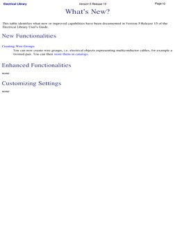 What's New?
This table identifies what new or improved capabilities have been documented in Version 5 Release 15 of the
Elec