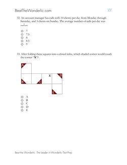BeatTheWonderlic.com   
 
 
 
Beat the Wonderlic: The Leader in Wonderlic Test Prep 
 
32. An account manager has calls with