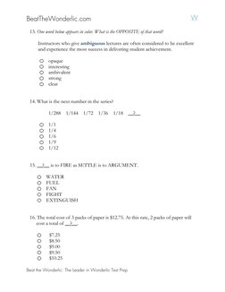 BeatTheWonderlic.com   
 
 
 
Beat the Wonderlic: The Leader in Wonderlic Test Prep 
 
13. One word below appears in color. W