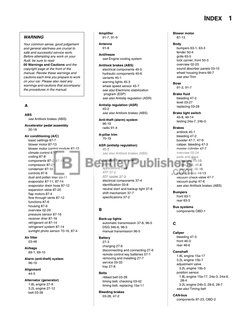 Audi TT 2000-2006 Repair Manual - Complete Index | PDF