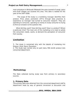 Project on Patil Dairy Management……………………….
main procedure in Bhilavadi (Malwadi).the area covered of sangli ,palus
and small