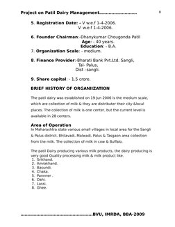 Project on Patil Dairy Management……………………….
5. Registration Date: - V w.e.f 1-4-2006.
                                     V.