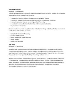 Year One & Year Two  
(Semester 1 to Semester 4) 
The first two years provide a foundation to various business related discip