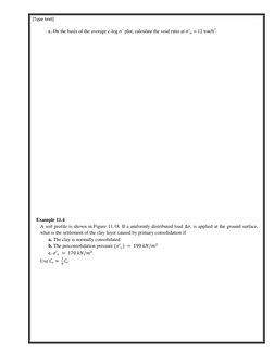 [Type text] 
 
  
c. On the basis of the average e-log σ’ plot, calculate the void ratio at     = 12 ton/ft2.