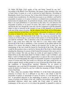 14. Order VII Rule 11(d) speaks of the suit being "barred by any law". 
According to the Black's Law Dictionary, bar means, a