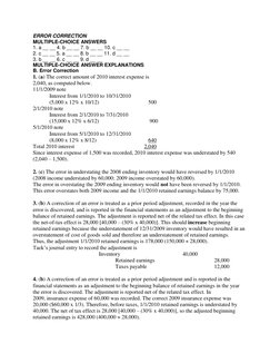 ERROR CORRECTION  
MULTIPLE-CHOICE ANSWERS 
1. a __ __ 4. b __ __ 7. b __ __ 10. c __ __ 
2. c __ __ 5. a __ __ 8. b __ __ 11