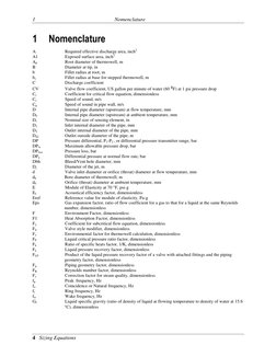 1   
Nomenclature 
4   Sizing Equations 
1   Nomenclature 
A 
 
Required effective discharge area, inch2 
A1 
 
Exposed surfa