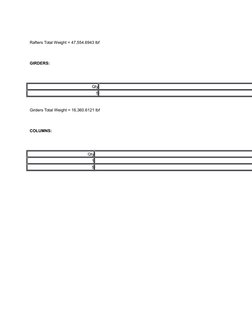 Rafters Total Weight = 47,554.6943 lbf 
GIRDERS: 
Qty
5
Girders Total Weight = 16,360.6121 lbf 
COLUMNS: 
Qty
1
5
