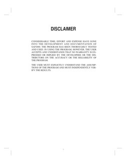 DISCLAIMER
CONSIDERABLE TIME, EFFORT AND EXPENSE HAVE GONE
INTO THE DEVELOPMENT AND DOCUMENTATION OF
SAP2000. THE PROGRAM HAS