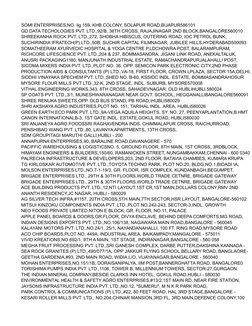 SOMI ENTERPRISES,NO. lig 159, KHB COLONY, SOLAPUR ROAD,BIJAPUR586101
GD DATA TECHOLOGIES PVT. LTD.,92/B, 36TH CROSS, RAJAJINA