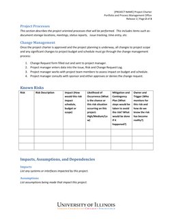 [PROJECT NAME] Project Charter 
Portfolio and Process Management Office 
Release 1| Page 2 of 3 
 
 
 
Project Processes 
Thi