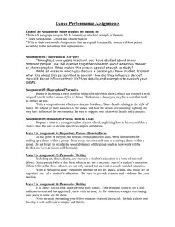 Dance Performance Essay Assignments | PDF | Essays | Dances