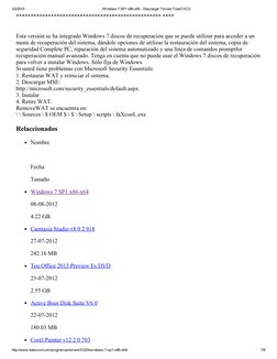 3/2/2015
Windows 7 SP1 x86­x64 ­ Descargar Torrent TodoCVCD
http://www.todocvcd.com/programas/torrent/31220/windows­7­sp1­x86