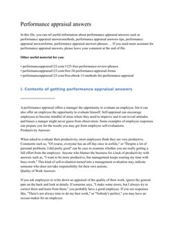 Performance appraisal answers
In this file, you can ref useful information about performance appraisal answers such as 
perfo